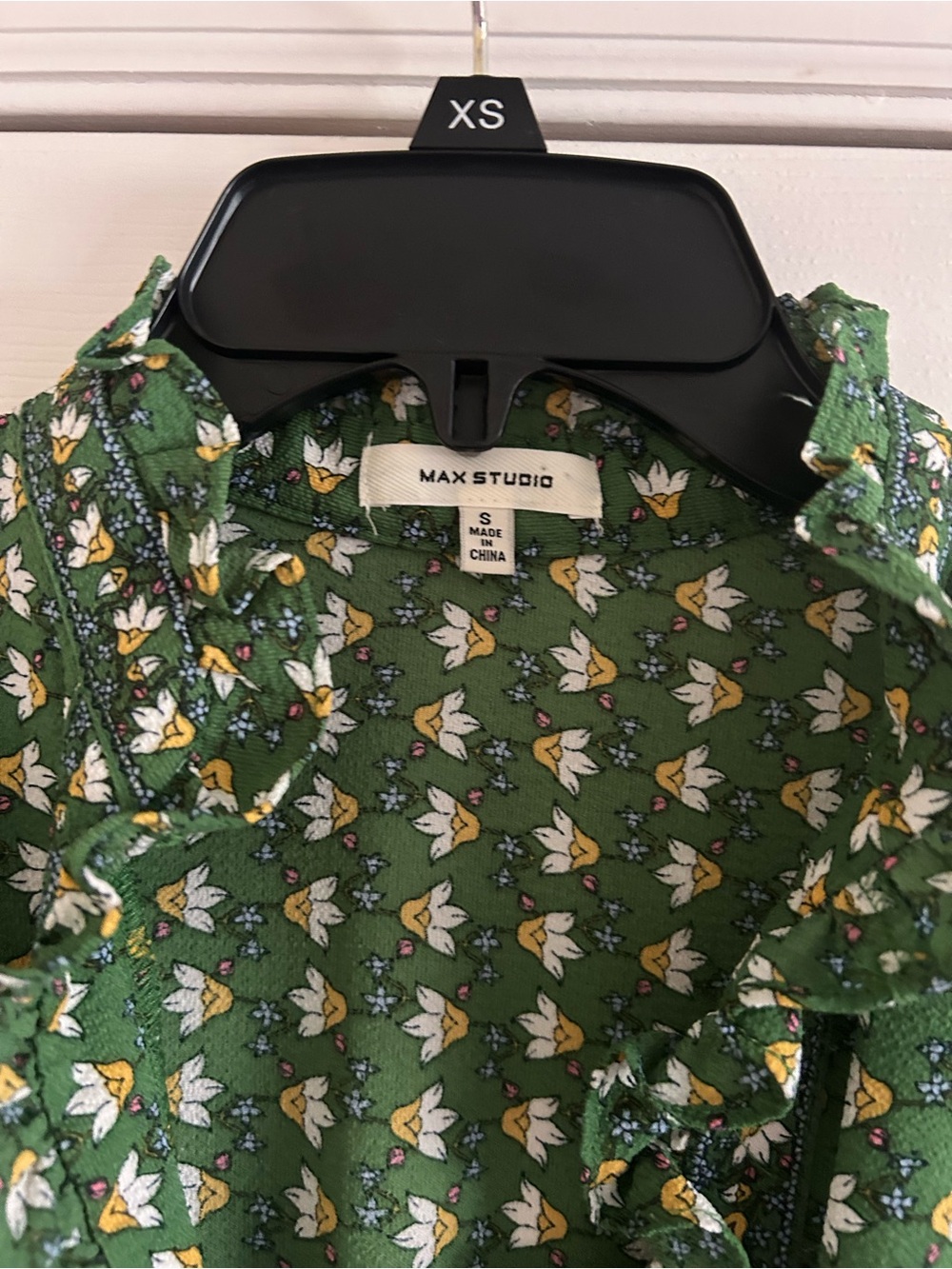 Max Studio Floral Ruffle-Trim Green and Yellow Size Small Maxi Dress - Picture 3 of 5